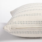 Elodie off white and sky blue stripe pillow detail