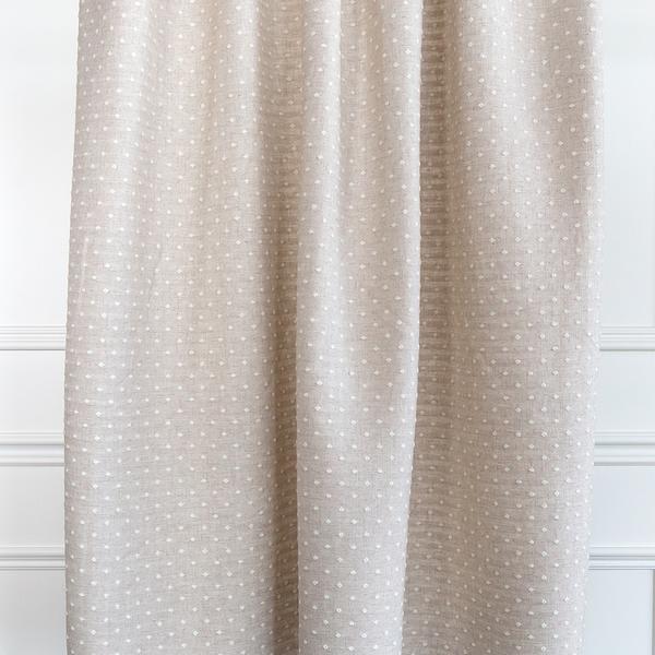 Mila Dot, Flax white and beige linen blend polka dot fabric from Tonic Living