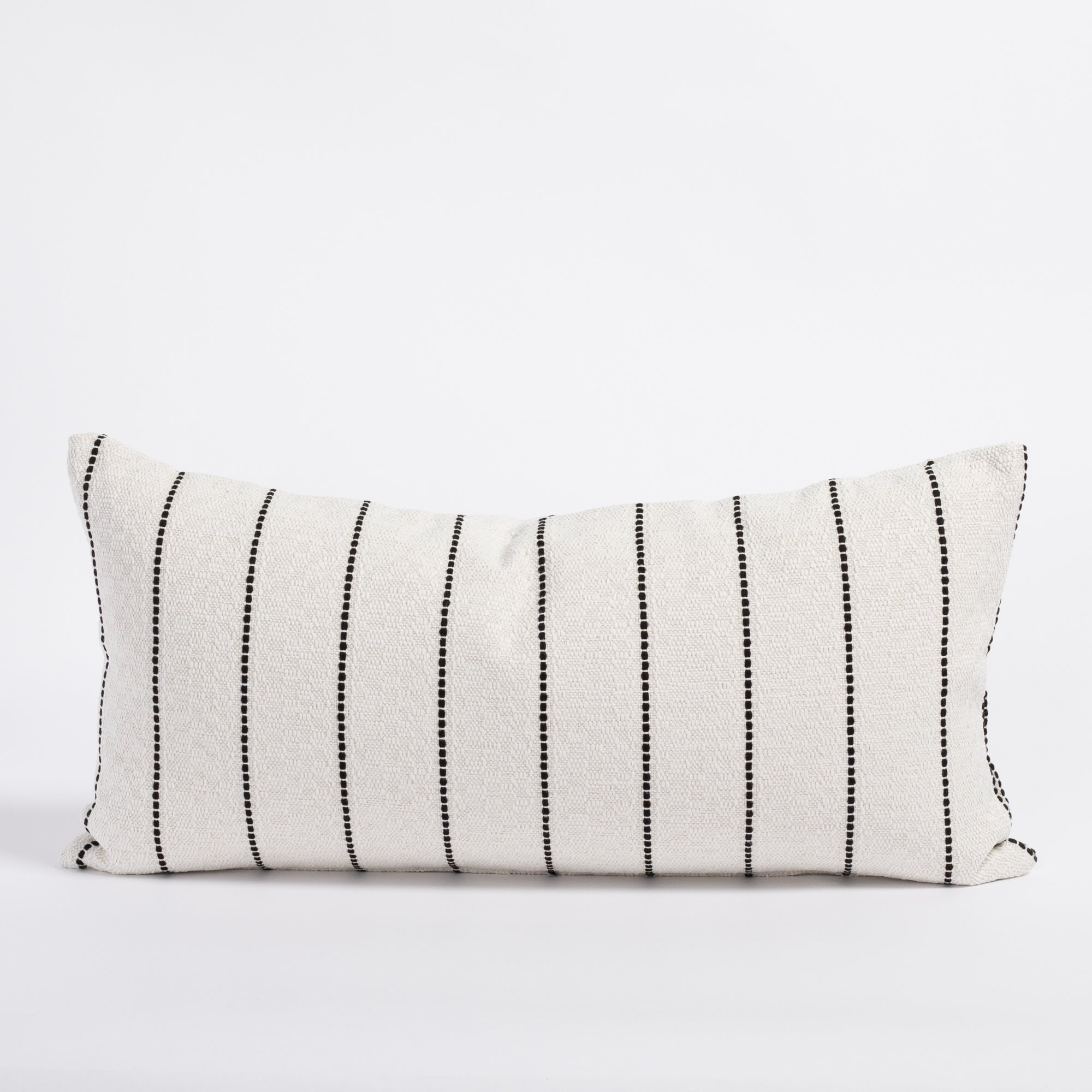 Toulouse Onyx 12x24 Lumbar Pillow, a white with black vertical stripe lumbar pillow from Tonic Living