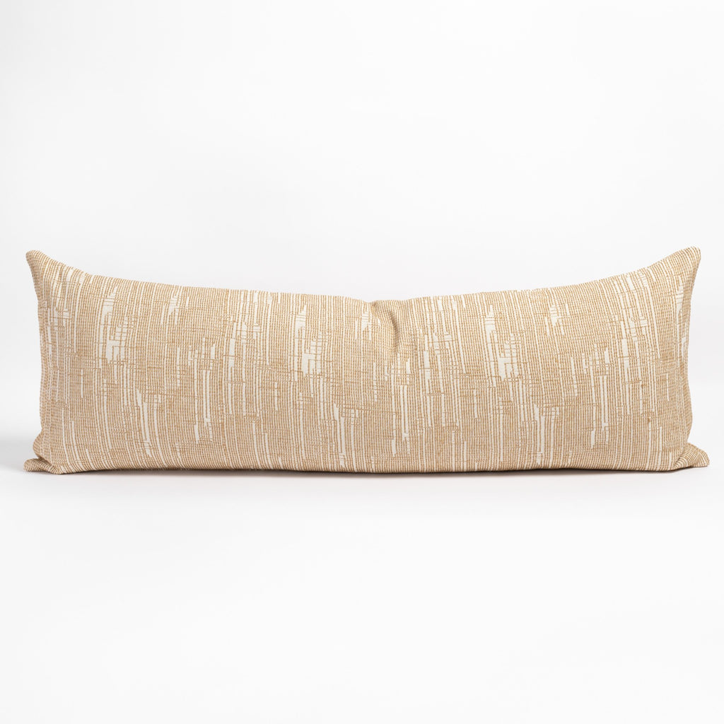 Alder Sisal Bolster Pillow, a mustard yellow and cream abstract stitched pattern long bolster pillow from Tonic Living