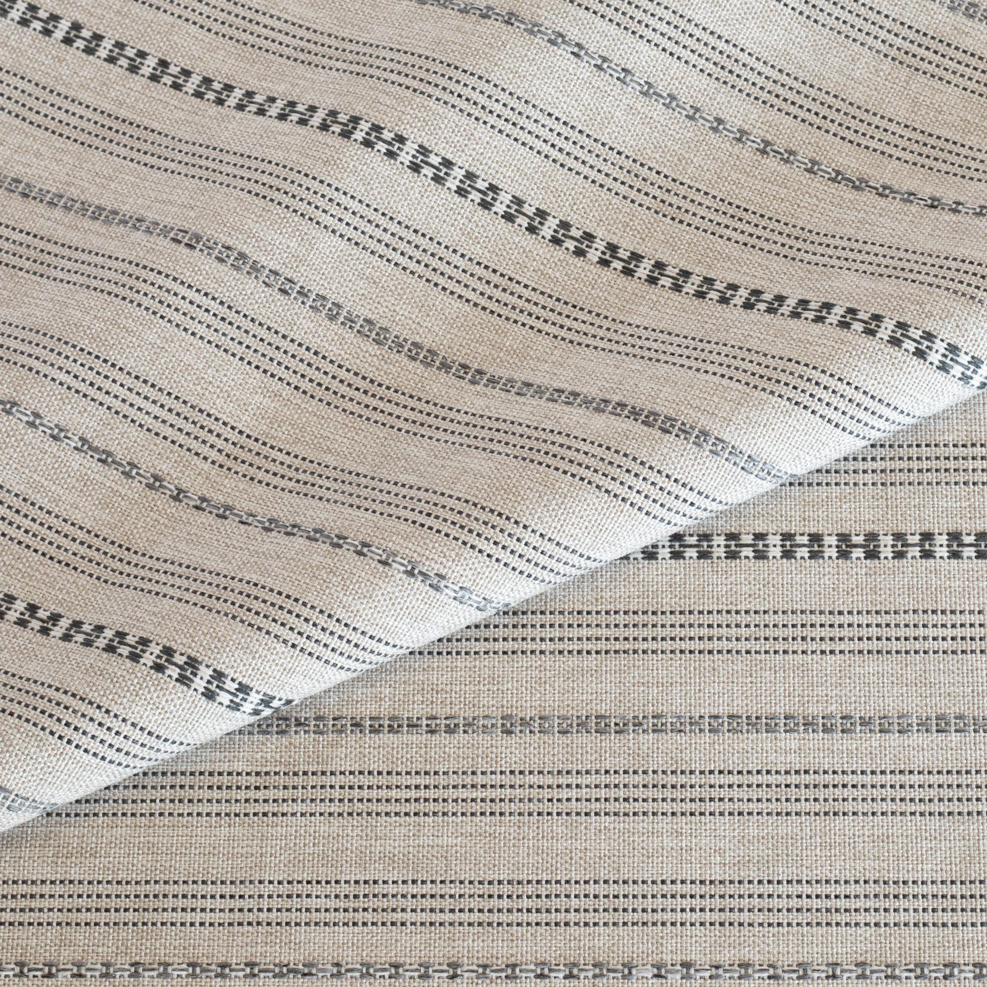 Anya stripe oatmeal cream and gray striped performance upholstery fabric : view 5