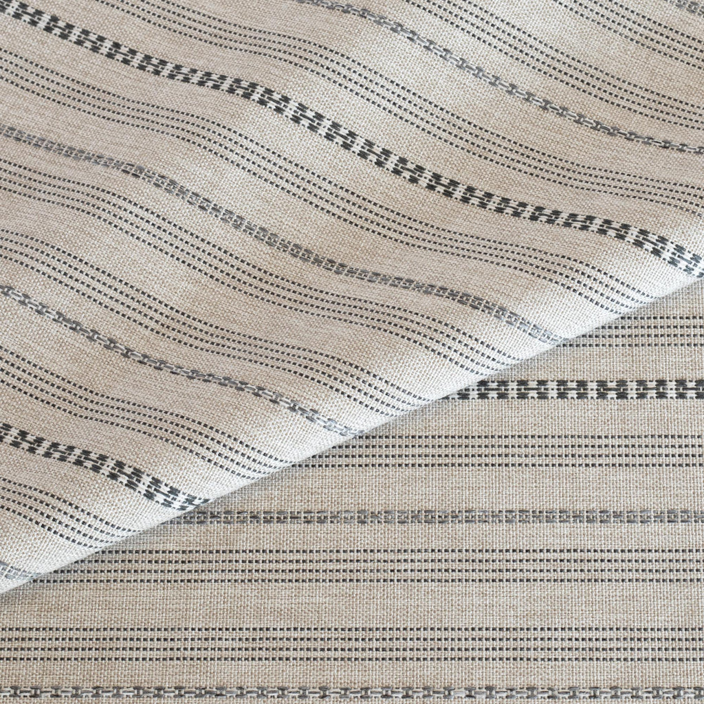 Anya stripe oatmeal cream and gray striped performance upholstery fabric : view 5