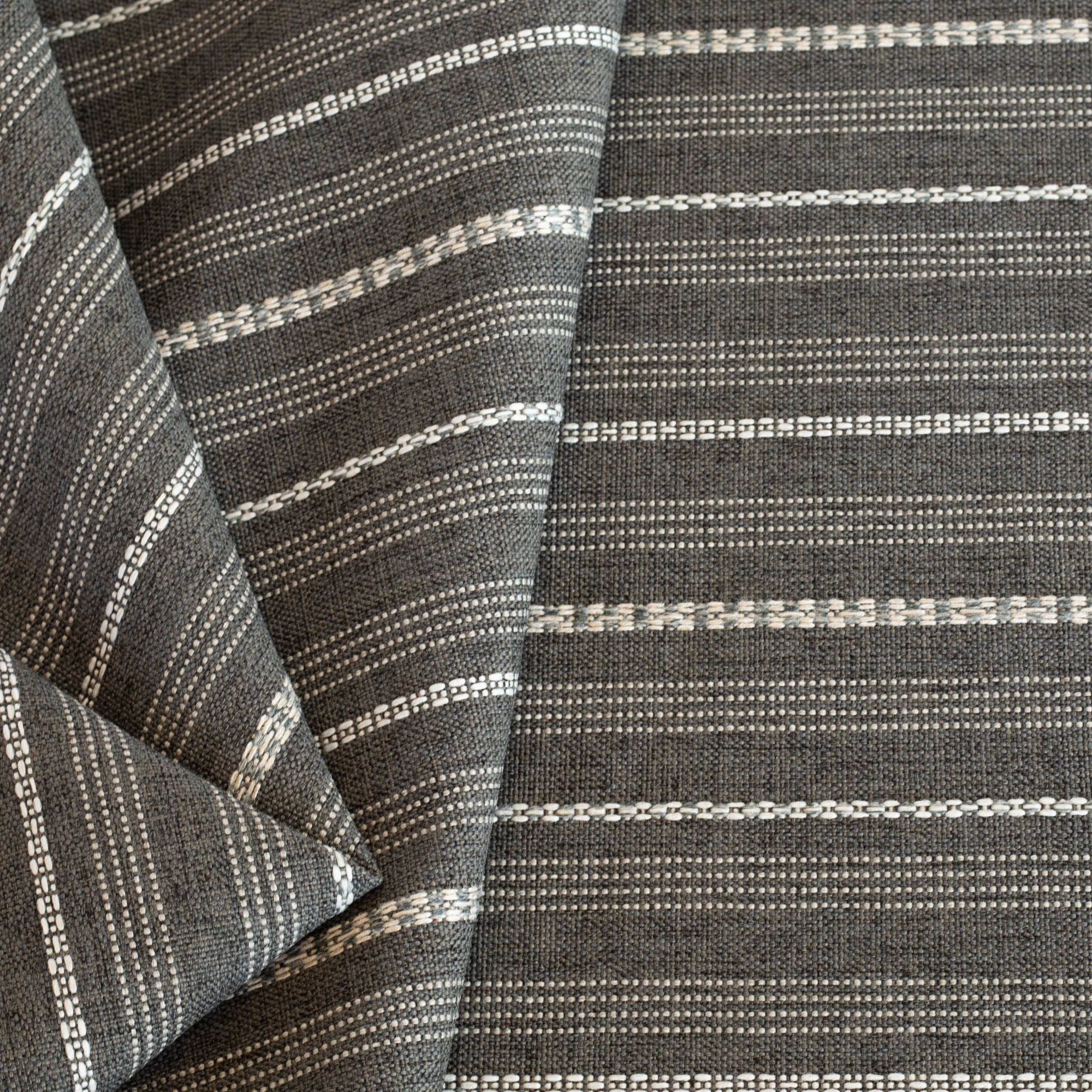 Anya stripe faded black and cream striped performance upholstery fabric : view 4