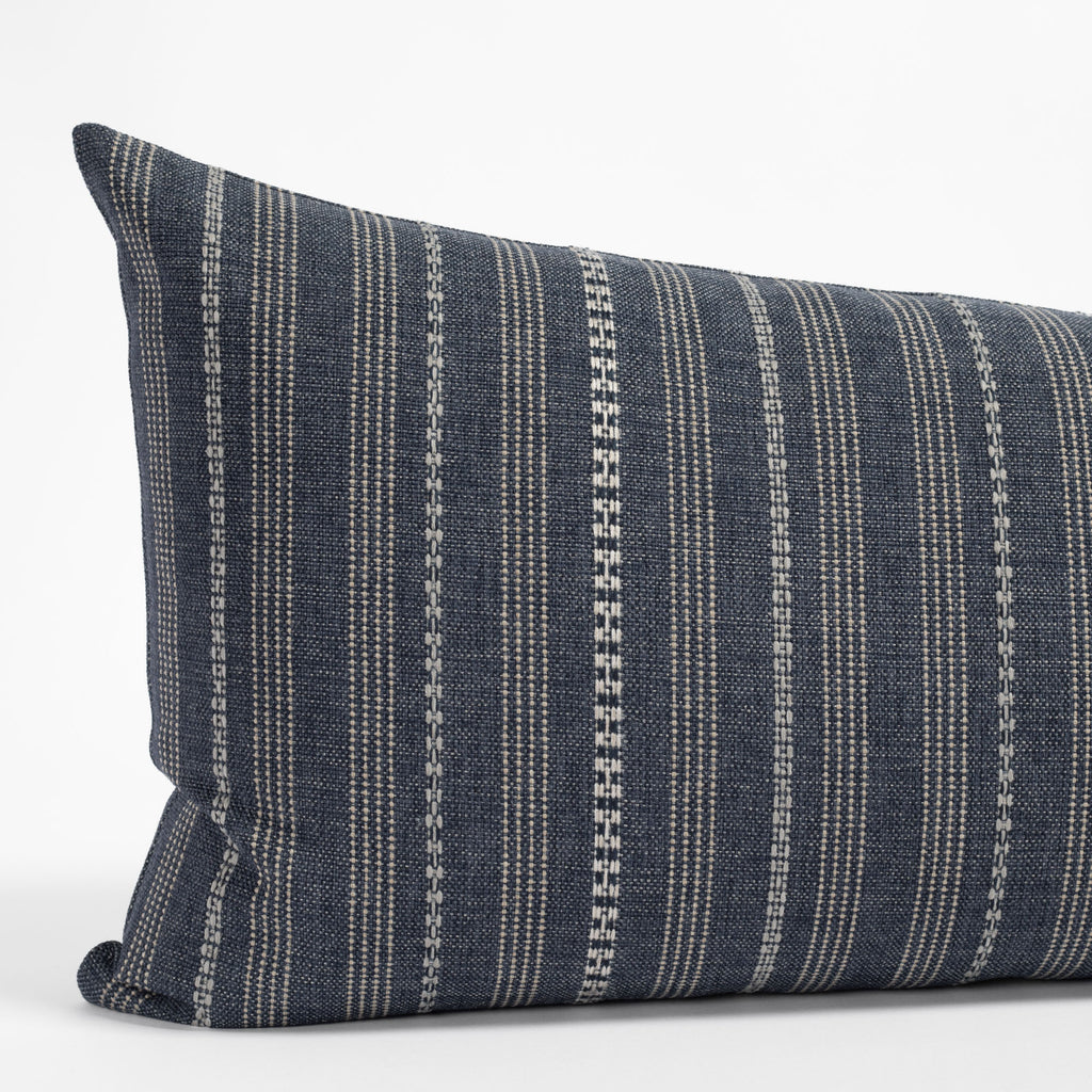 Anya Denim blue and cream vertical striped bolster bed pillow : view 2