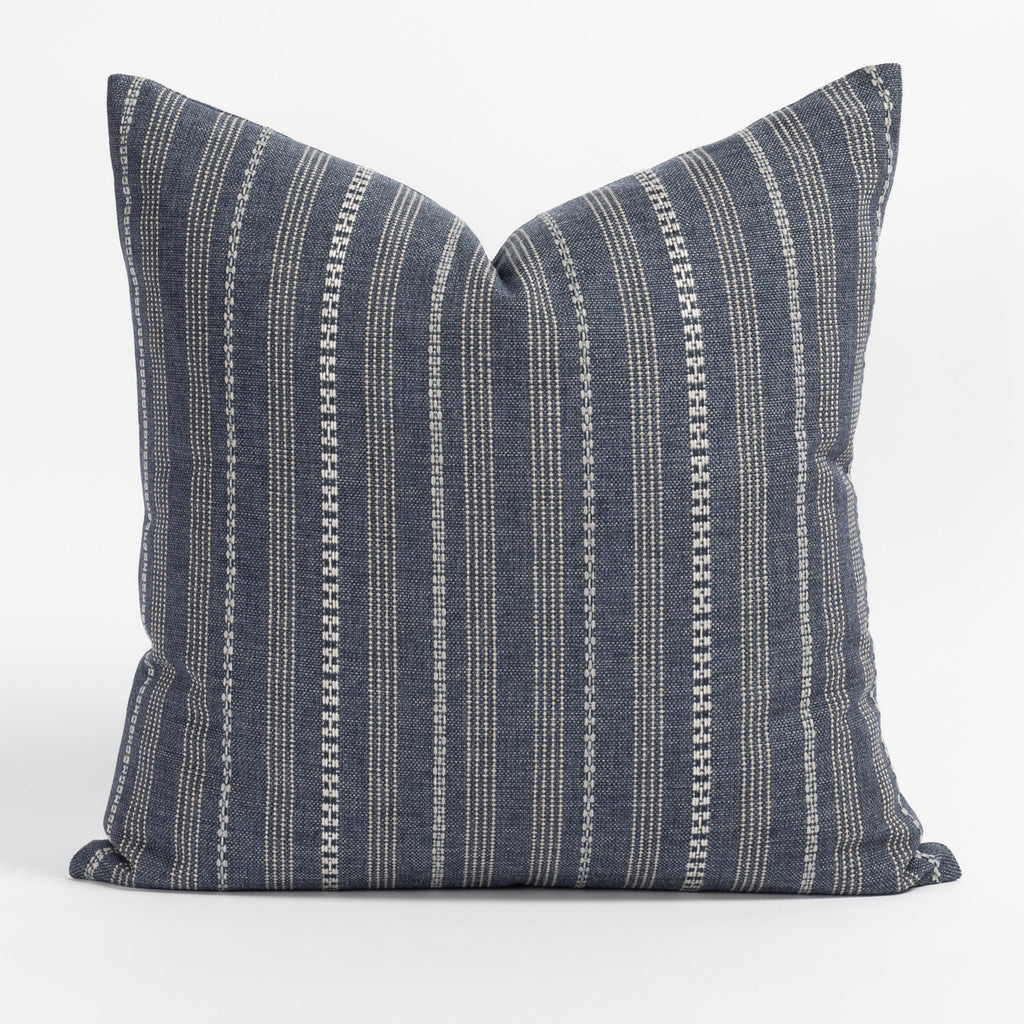 Anya Denim blue and cream vertical striped throw pillow from Tonic Livinged throw pillow from Tonic Living