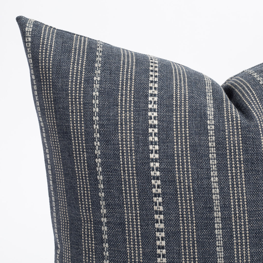 Anya Denim blue and cream vertical striped throw pillow : view 2