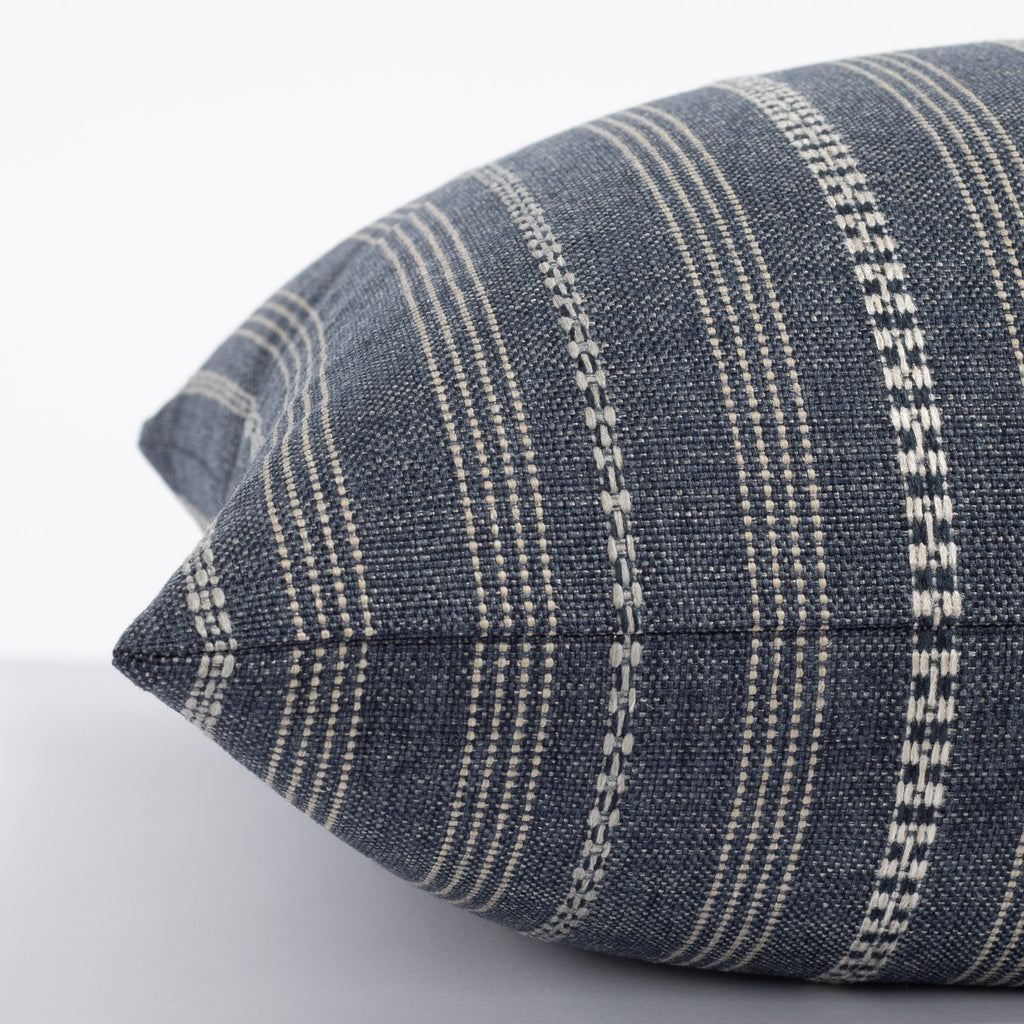 Anya Denim blue and cream vertical striped throw pillow : view 4