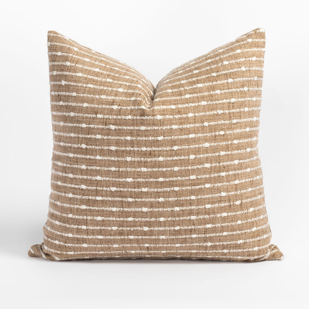 Arren Burlap camel and cream stripe pillow