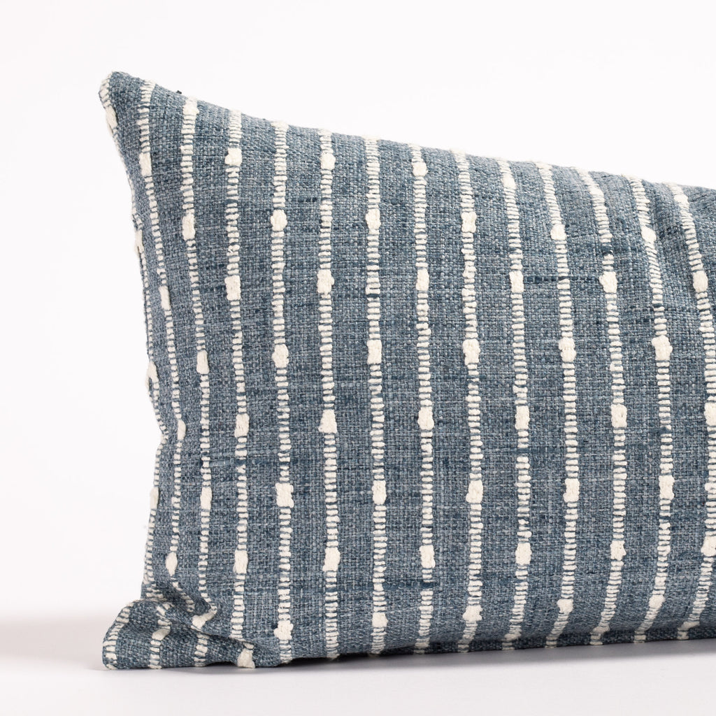 denim blue and white stripe lumbar pillow