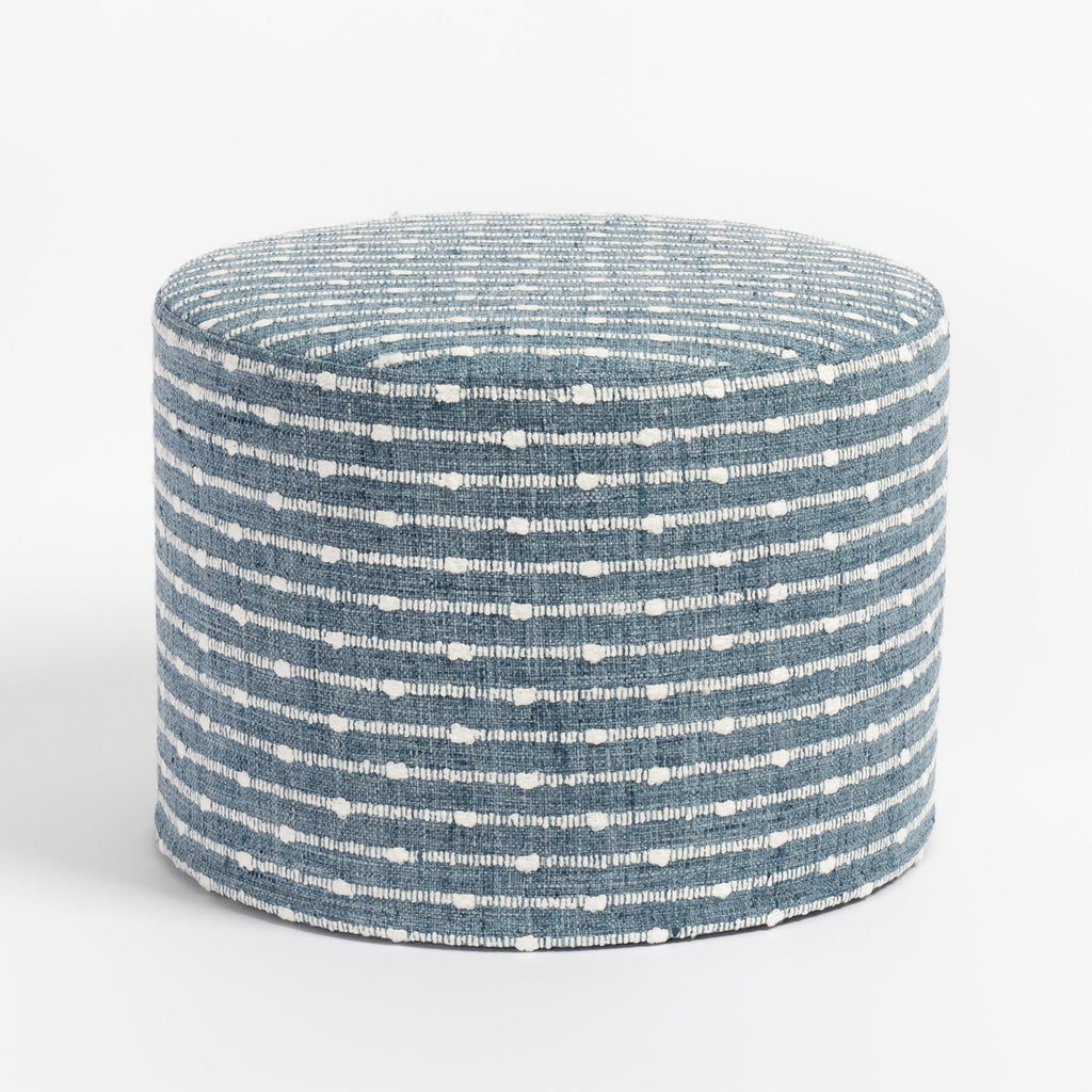 Arren stripe mini round ottoman stool chambray from Tonic Living