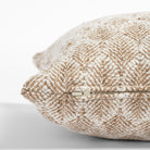 neutral beige and cream pattern lumbar throw pillow : zipper detail 