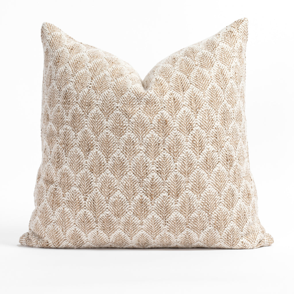 Baker Burlap Throw Pillow, a cozy creamy white and light brown nubbly wheat sheaf patterned decorative pillow from Tonic Living