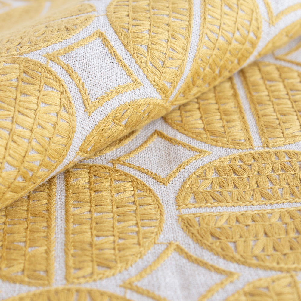 Berken yellow gold medallion embroidered fabric from Tonic Living