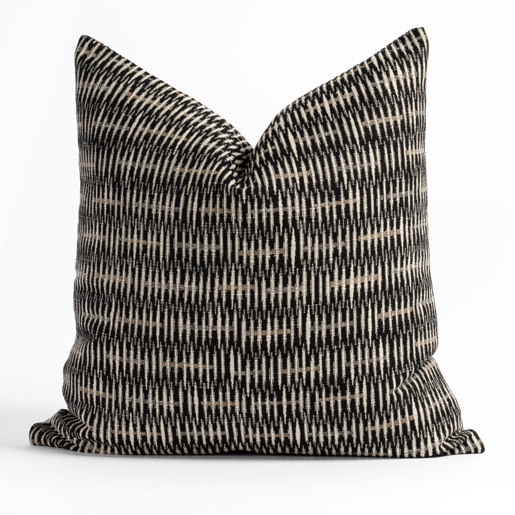 Bilbao Carbon, a black, brown and tan modern abstract patterned throw pillow from Tonic Living