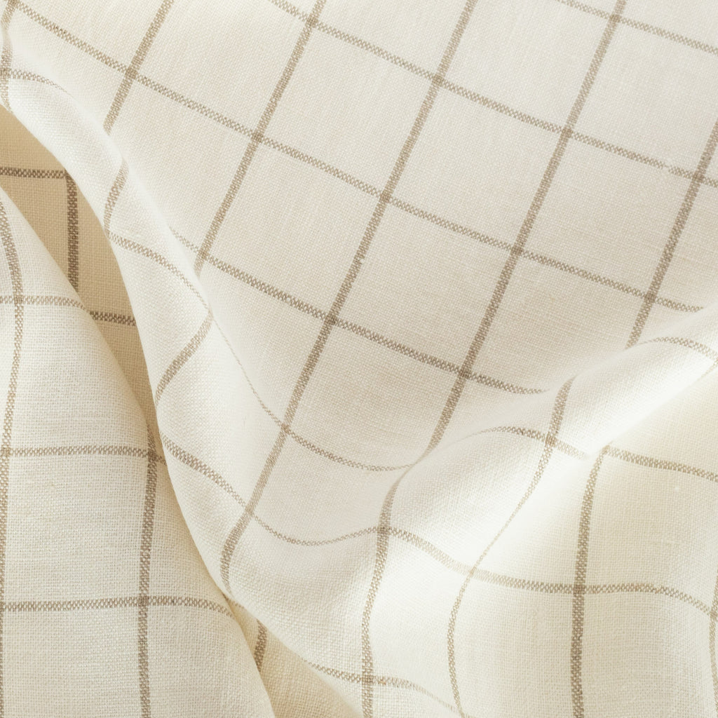 Butler check cream and beige windowpane linen fabric : image 6