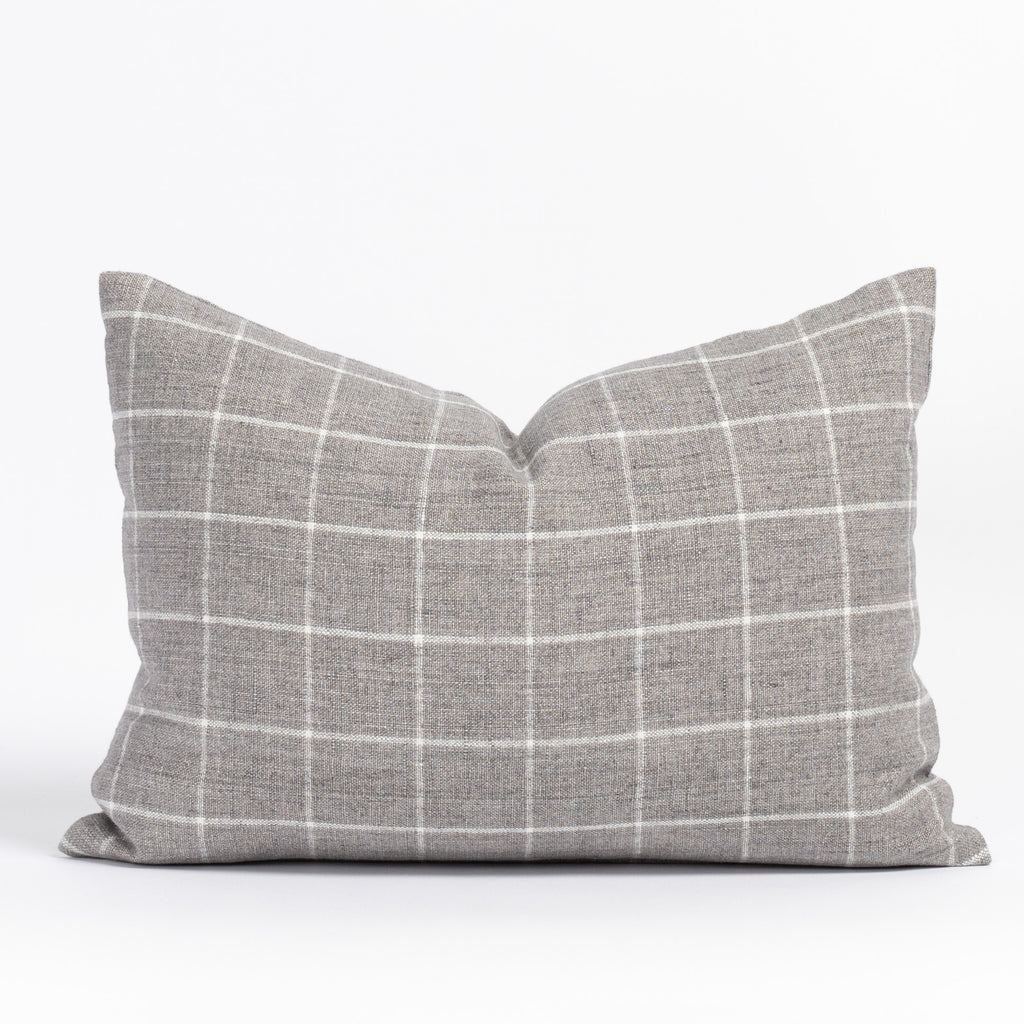 Butler gray and white windowpane check line lumbar pillow from Tonic Living