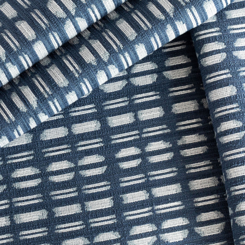 Calima Indigo blue and white ikat pattern indoor outdoor fabric : view 5