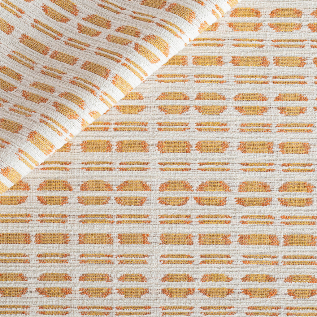 Calima Sunglow tangerine yellow and cream ikat pattern indoor outdoor fabric : view 3
