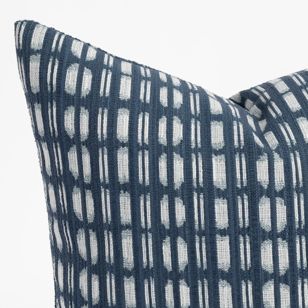Calima Indigo blue and white ikat pattern indoor outdoor pillow : view 2