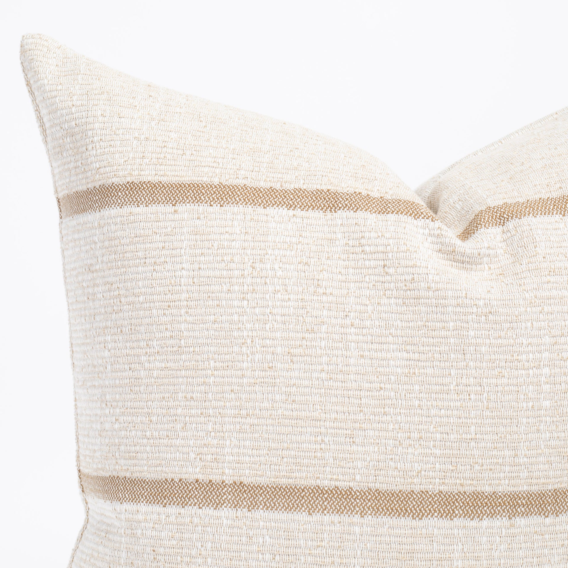 Irma Throw Pillow, 22 Inch Stripe Pattern, Beige Cotton Linen Blend main image 0