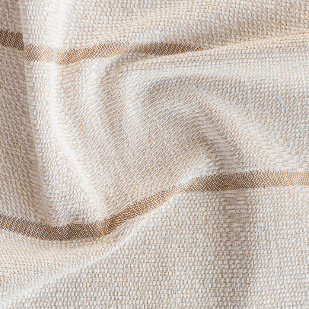a cream and caramel brown stripe home decor fabric