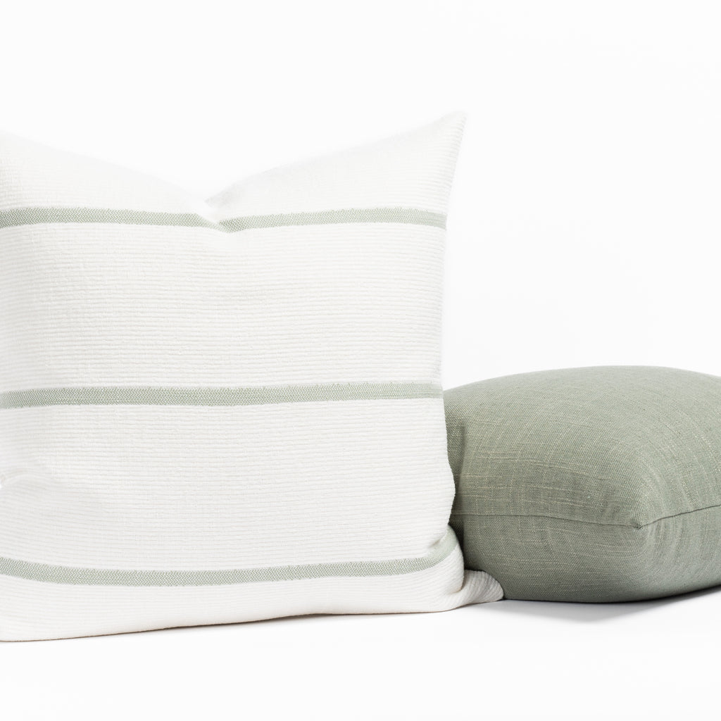White and green pillow pairing : Carlin Jade and Hollis Jade Tonic Living pillows