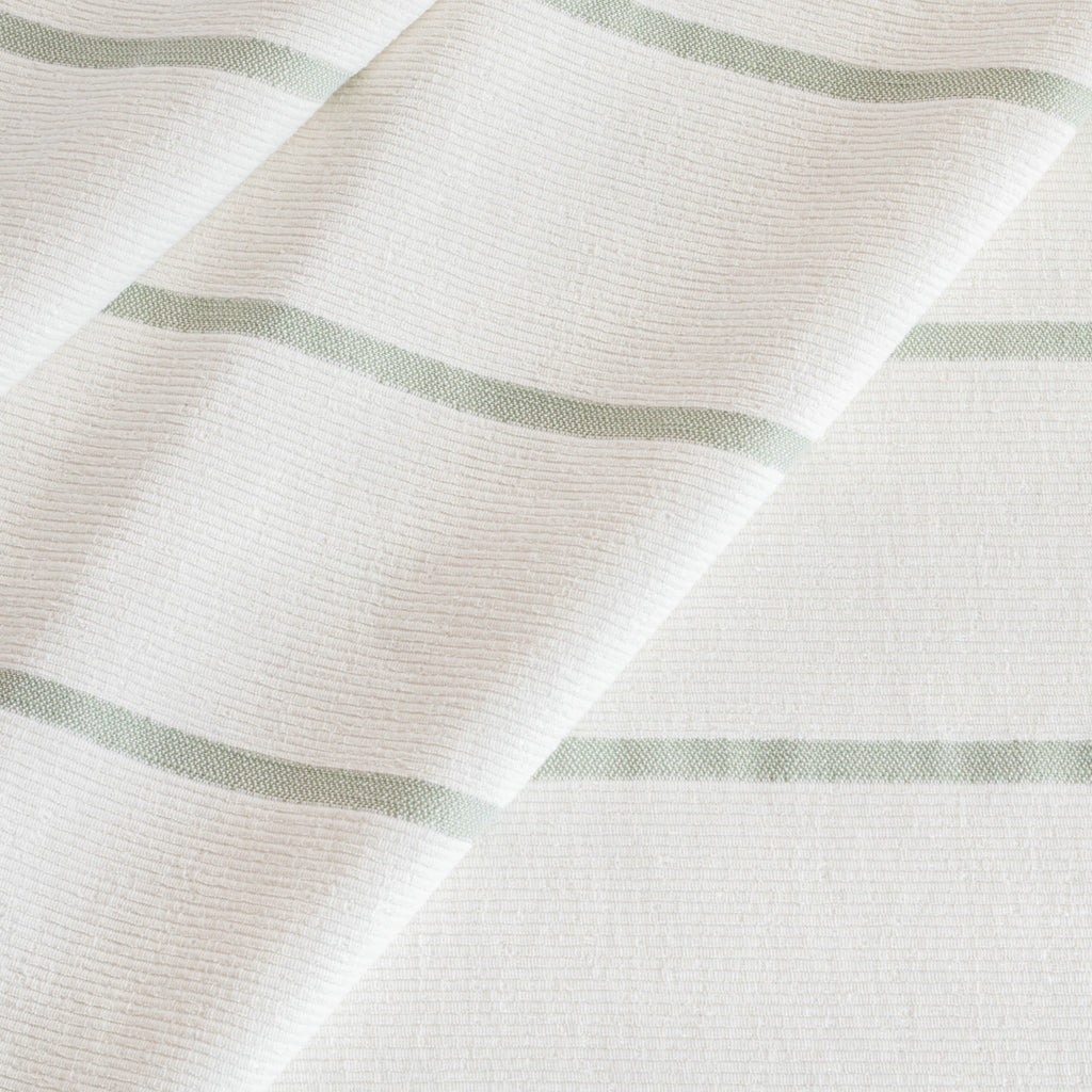 Carlin Stripe Jade, a white and blue green stripe multi-purpose upholstery fabric from Tonic Living