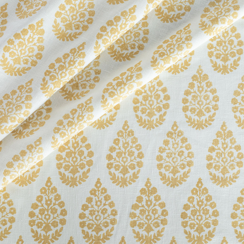 Chandra gold ochre floral block print drapery fabric from Tonic Living