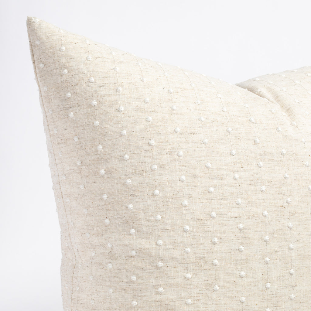 Constance vanilla cream embroidered dot pillow : Close up 