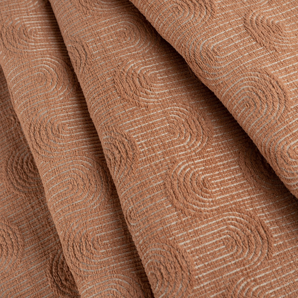 Cordoba Arch Fabric Terracotta, a clay pink, chenille textured, flowing arch patterned home decor fabric : view 5