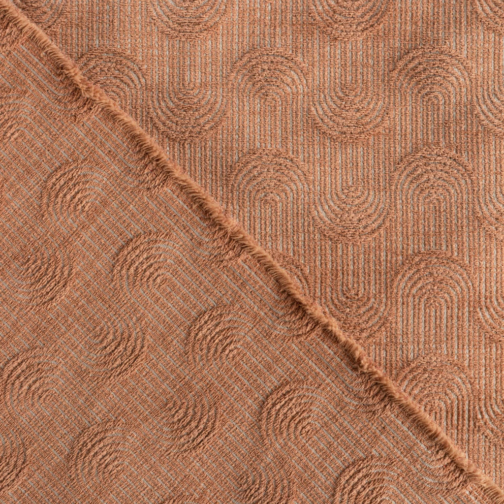 Cordoba Arch Fabric Terracotta, a clay pink, chenille textured, flowing arch patterned home decor fabric : view 6