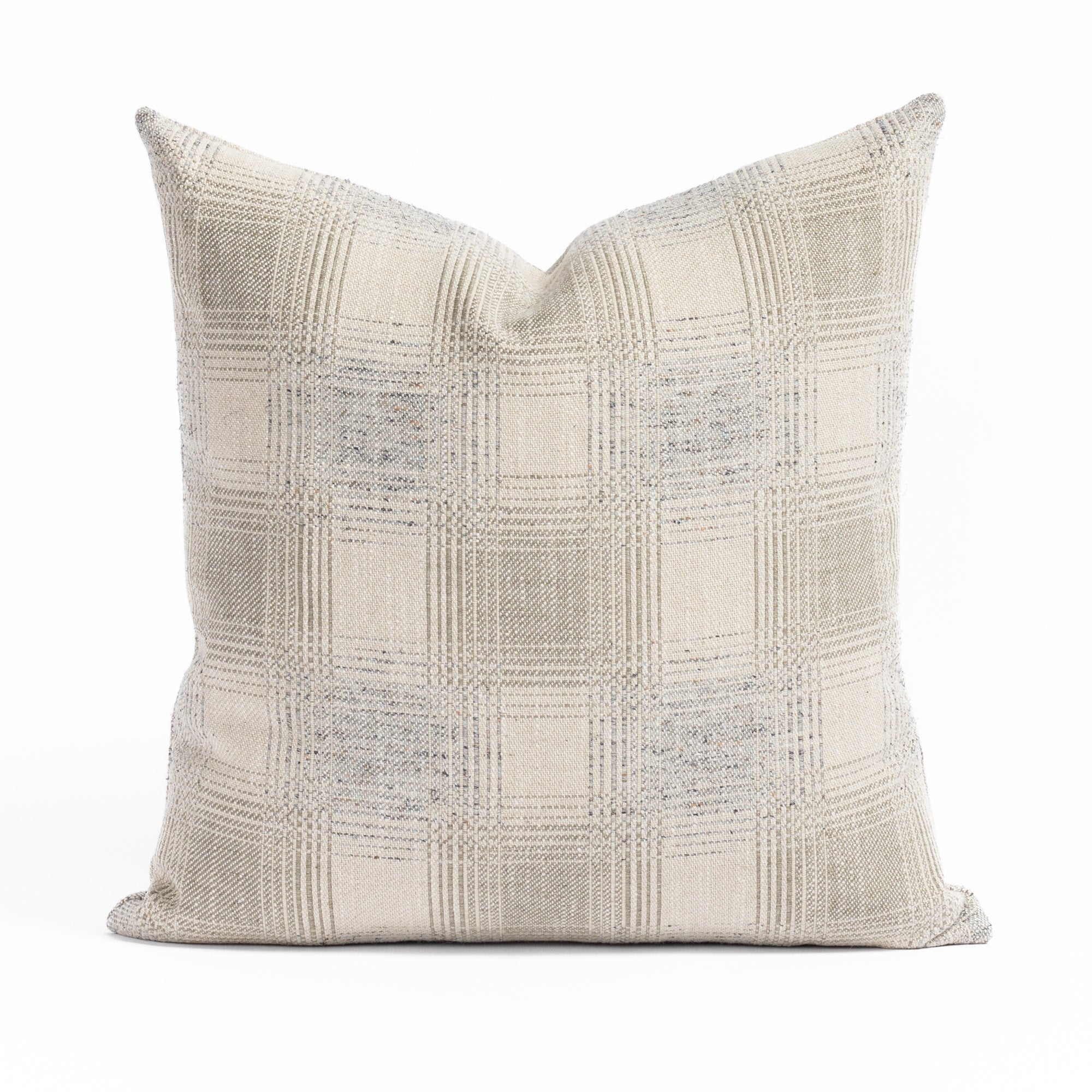 Cove 20x20 Pillow Seaside, a light gray and denim blue plaid throw pillow from Tonic Living