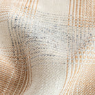 a cream, terracotta and blue plaid upholstery fabric : close up view