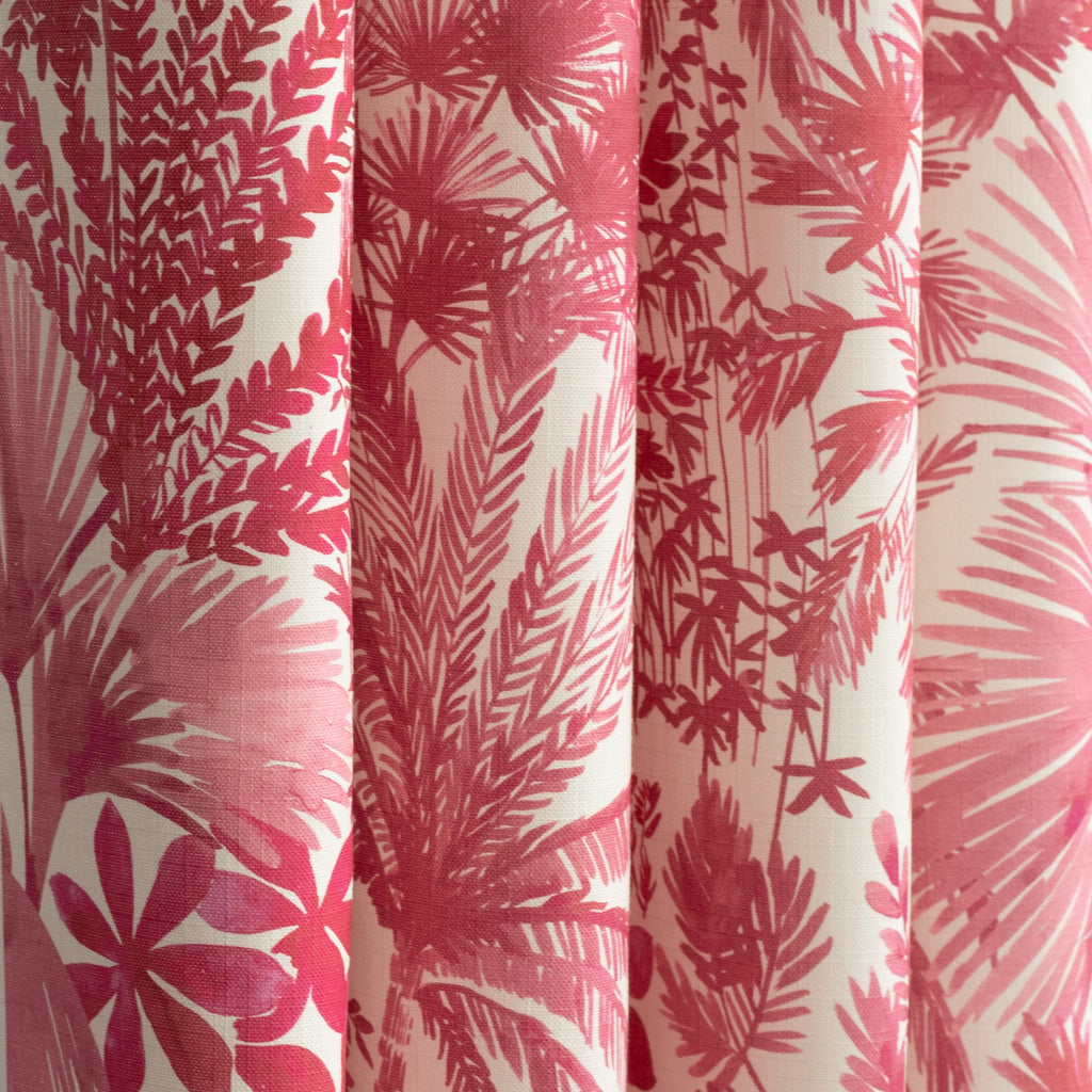 Daintree Hot Orchid painterly pink leafy print cotton fabric : view 4