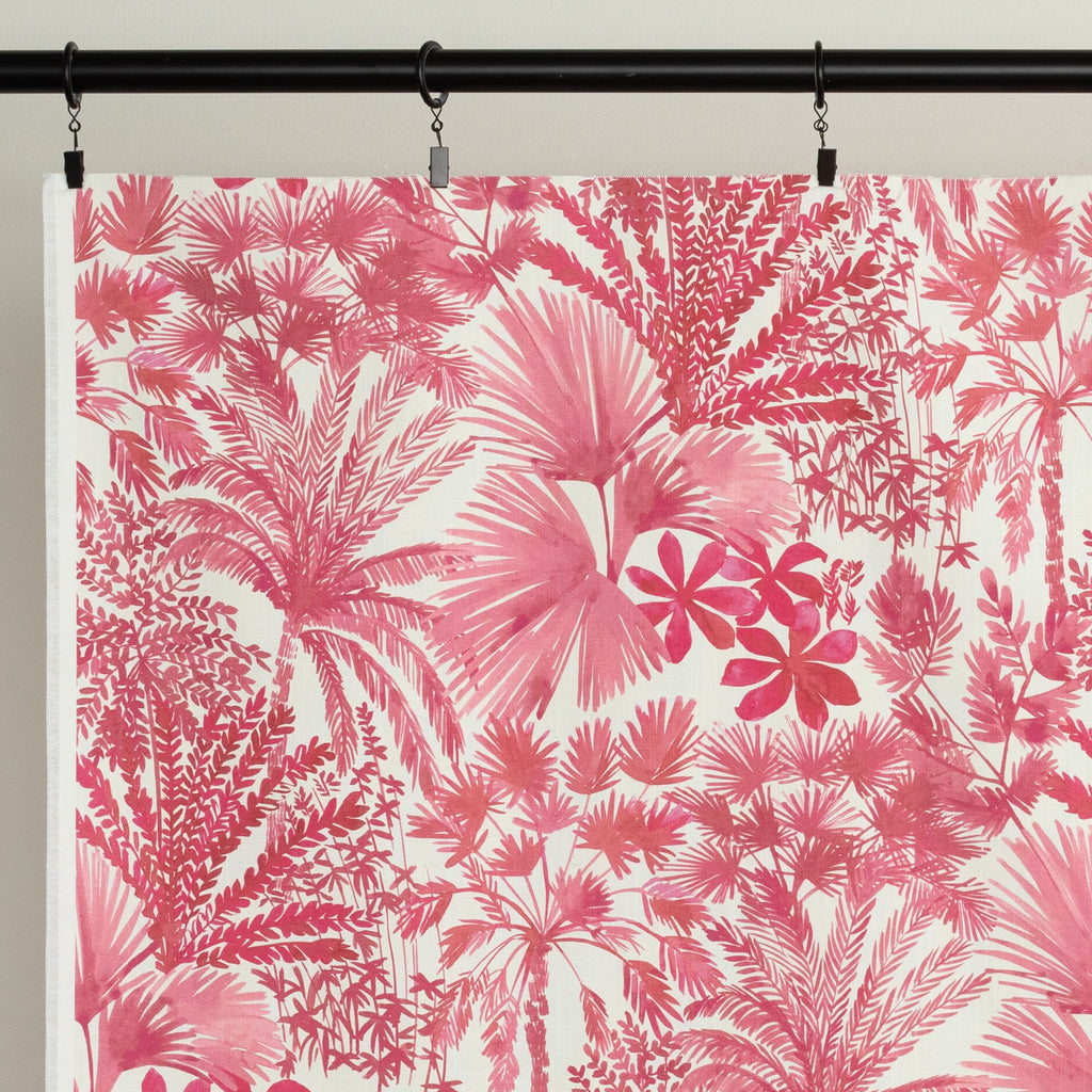 Daintree Hot Orchid painterly pink leafy print cotton fabric : view 6