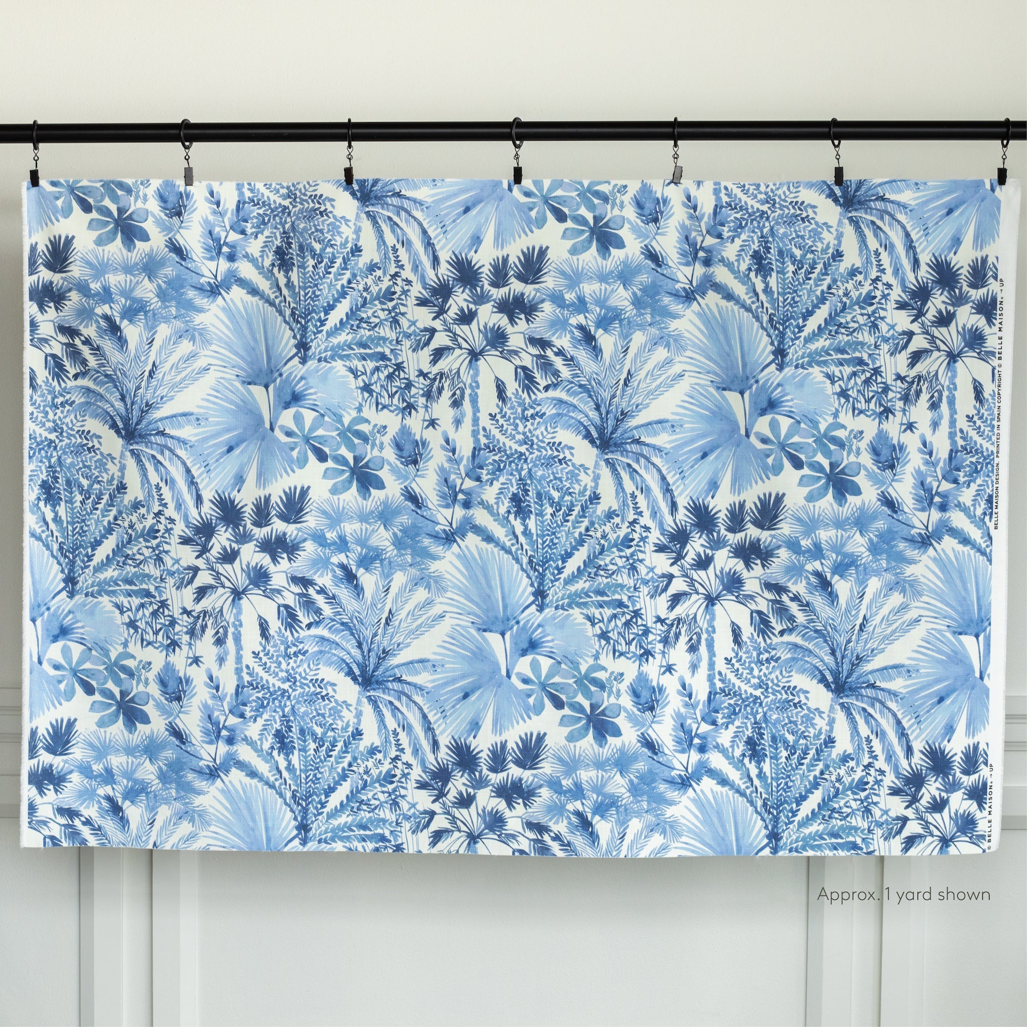 Daintree Azure blue botanical print fabric