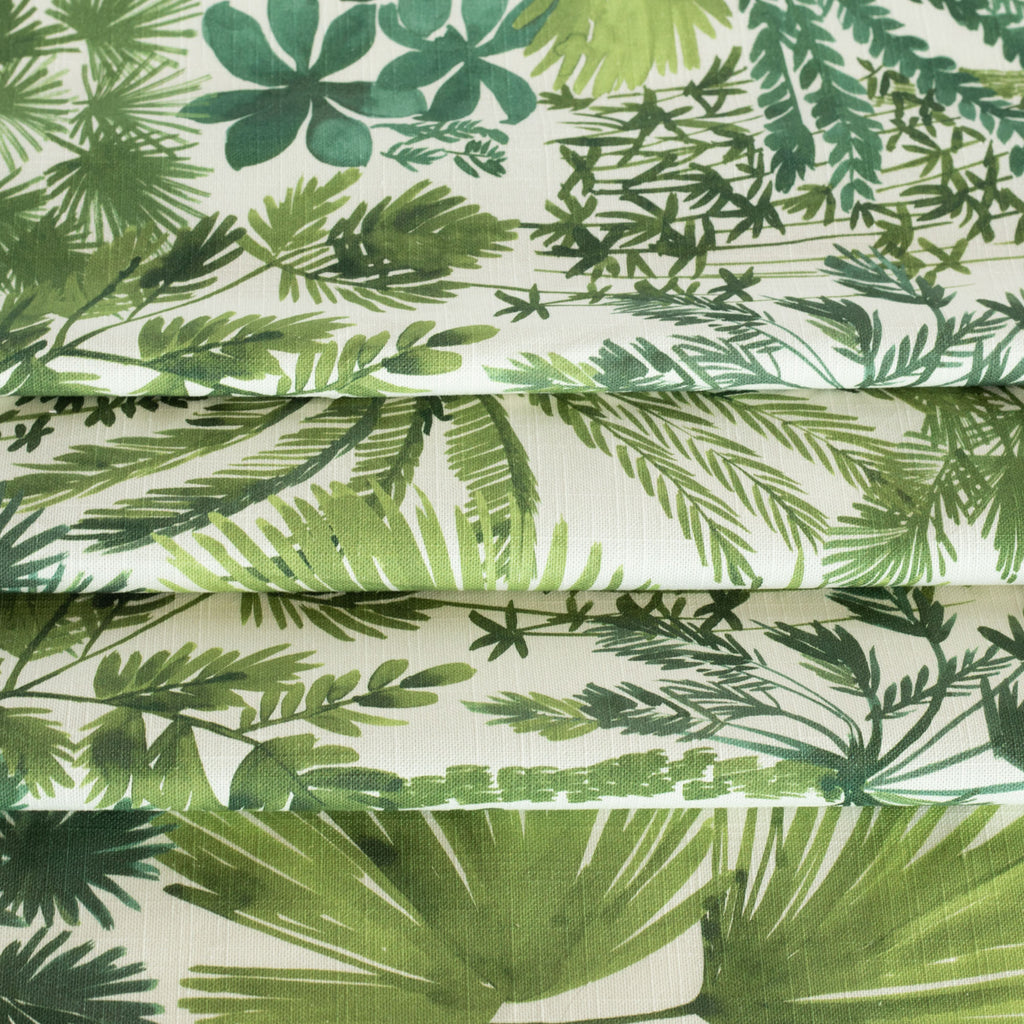Daintree Palm Green painterly leafy print cotton fabric : view 2