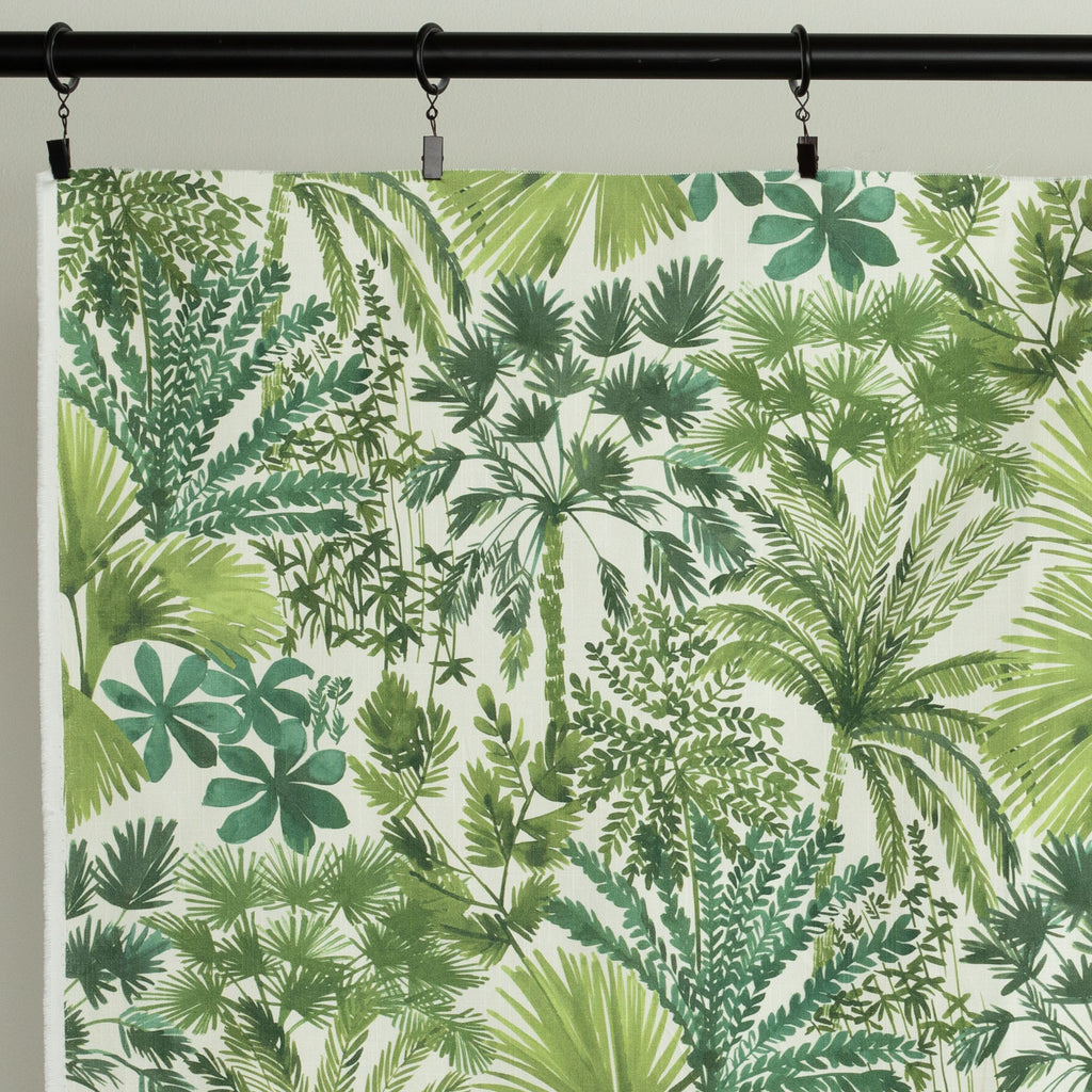 Daintree Palm Green painterly leafy print cotton fabric : view 7
