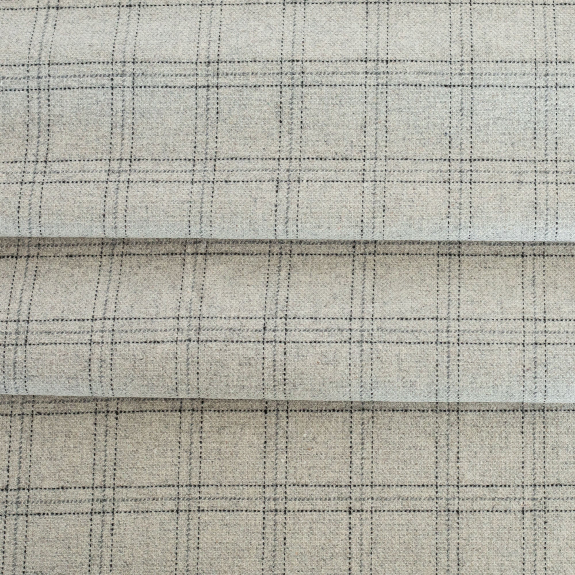 Dorset Plaid : a fog gray with fine blue and charcoal lines home decor fabric
