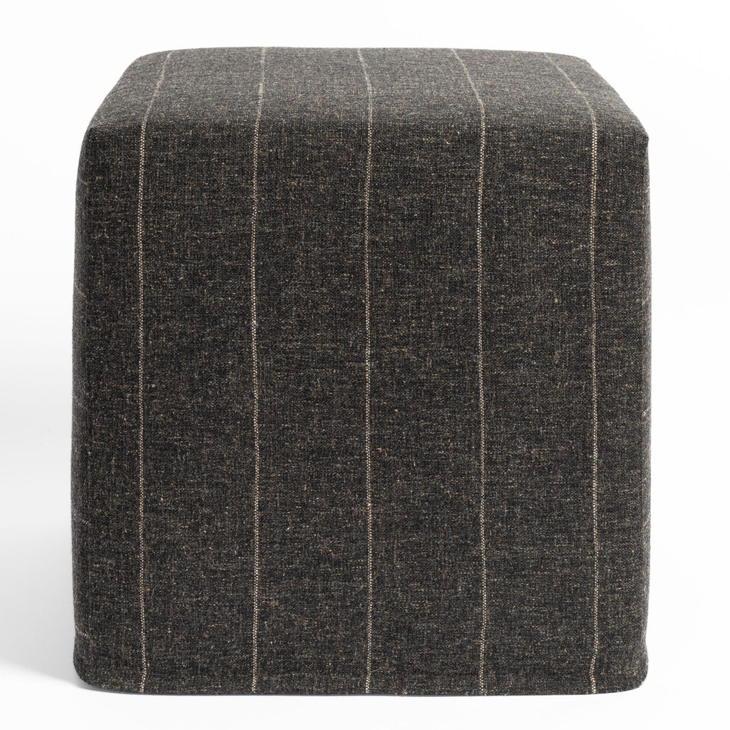 a charcoal gray and tan stripe cube ottoman from Tonic Living 