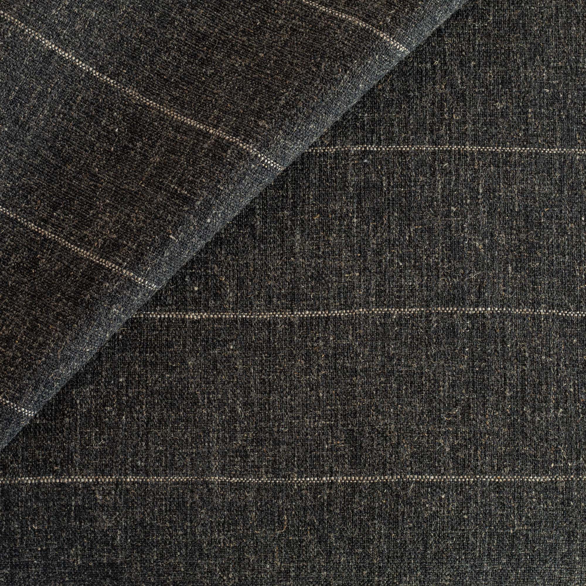 a wool like charcoal gray and brown stripe home decor fabric