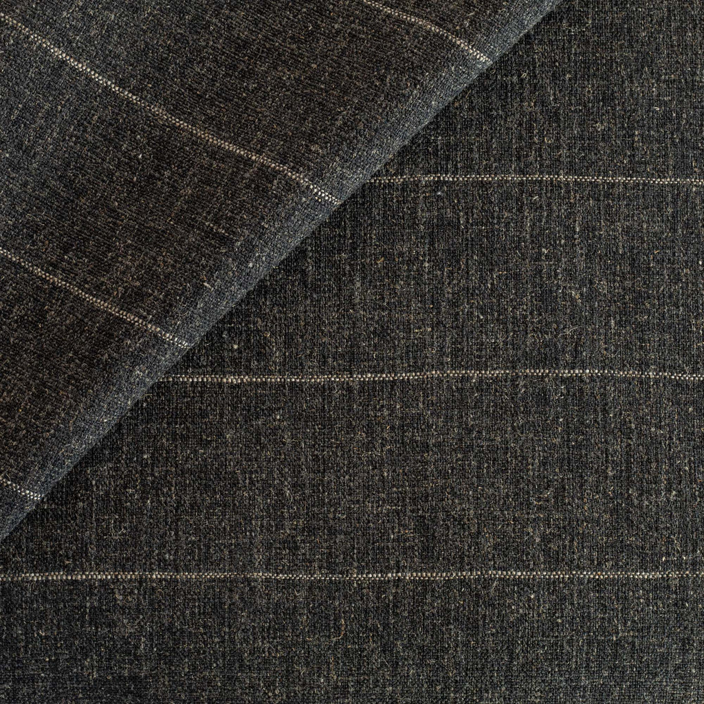a wool like charcoal gray and brown stripe home decor fabric