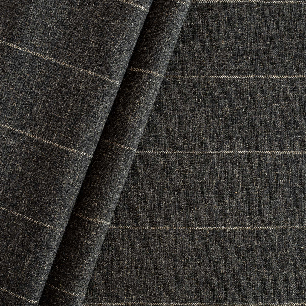 a charcoal gray and brown stripe home decor fabric