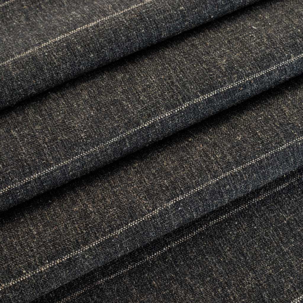 a charcoal gray and tan stripe upholstery fabric