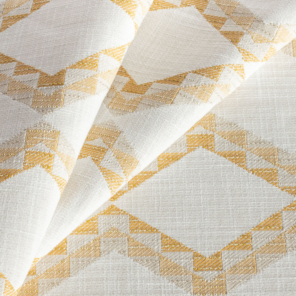 Estevan Amber yellow and cream large scale zigzag and diamond pattern indoor outdoor fabric : view 3