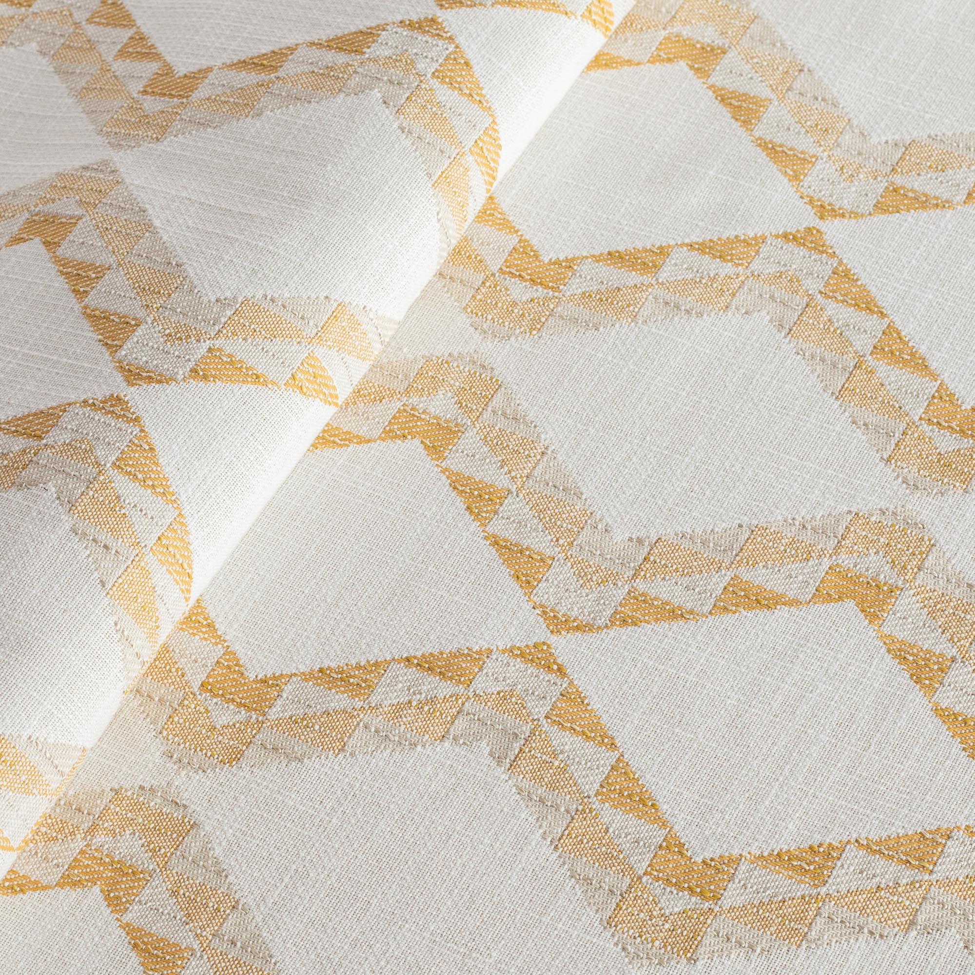 Estevan Amber yellow and cream large scale zigzag and diamond pattern indoor outdoor fabric : view 5