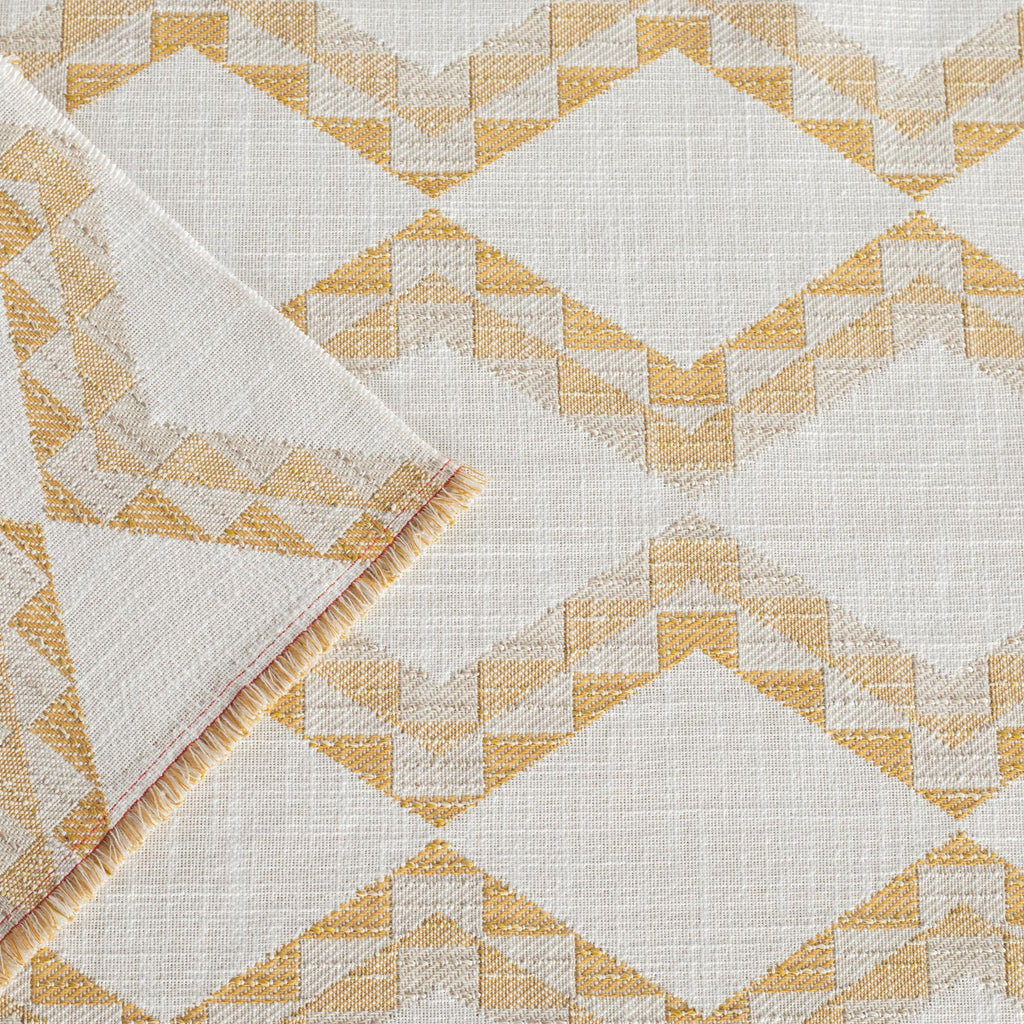 Estevan Amber yellow and cream large scale zigzag and diamond pattern indoor outdoor fabric : view 4