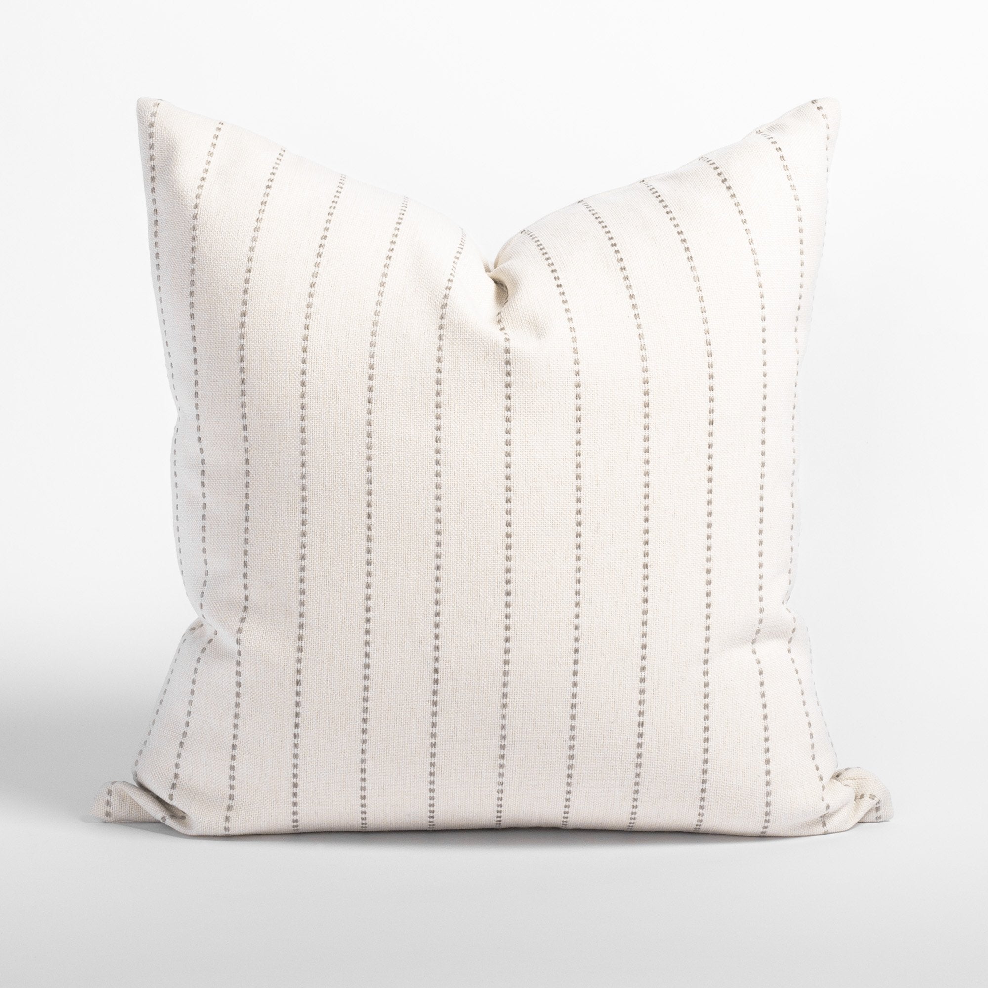 Fontana 20x20 pillow, a cream and sandy gray vertical stripe pillow