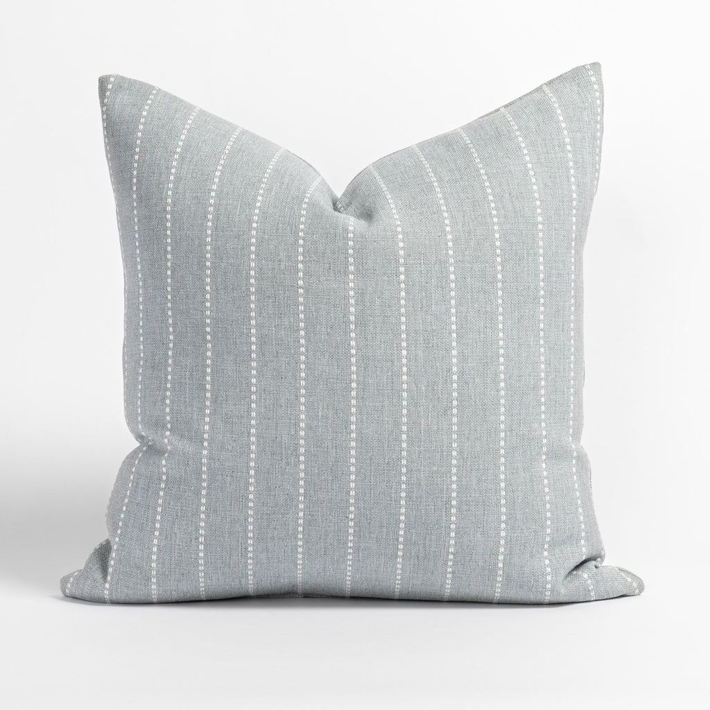 Fontana Cloud 20x20 pillow, a pale blue gray and white vertical stripe indoor outdoor pillow from Tonic Living