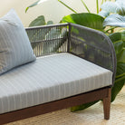 Fontana cloud gray blue and white indoor outdoor fabric bench cushion and pillow